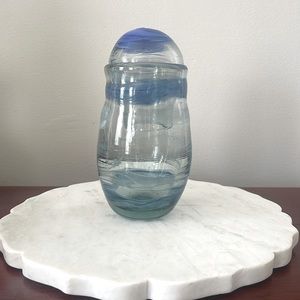 Blue Blown glass pitcher and cup